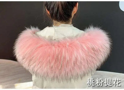 Detachable Faux Fur Collar Extra Large Warm Fake Fur Scarf Wrap Evening Cape For Winter Womens Coat Faux Fur Hood Ttrim Collar