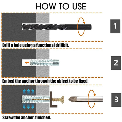 Serrated Steel Wall Anchors Metal Expansion Tube Pipe Self Tapping Screw Drilling Plug for Concrete Wall Fasteners Bolt Anchors
