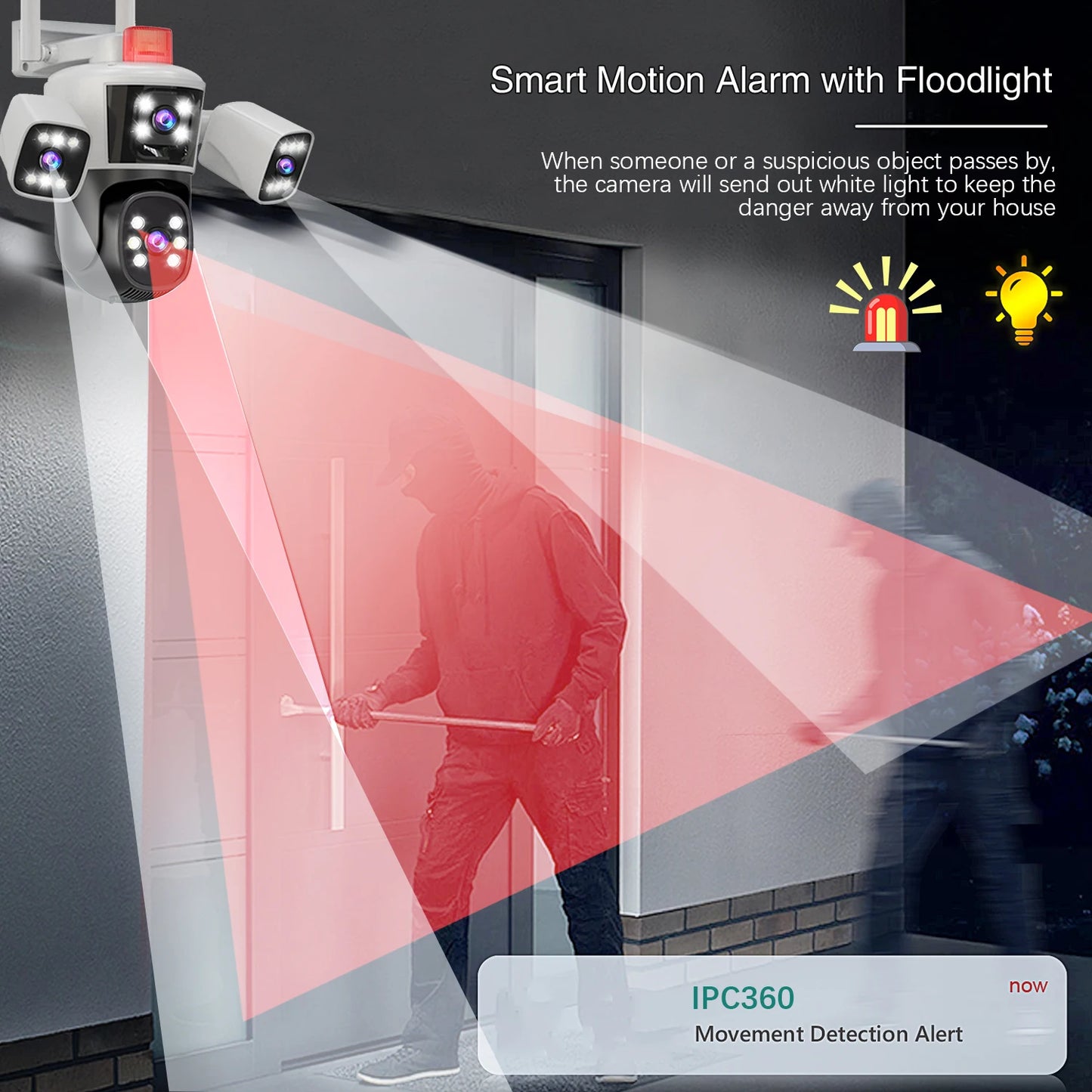 Linook WiFi surveillance camera, 12MP, 6K, 360,3 lenses, CCTV outdoor WiFi camera, IP camera, PTZ security camera