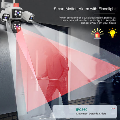 Linook WiFi surveillance camera, 12MP, 6K, 360,3 lenses, CCTV outdoor WiFi camera, IP camera, PTZ security camera