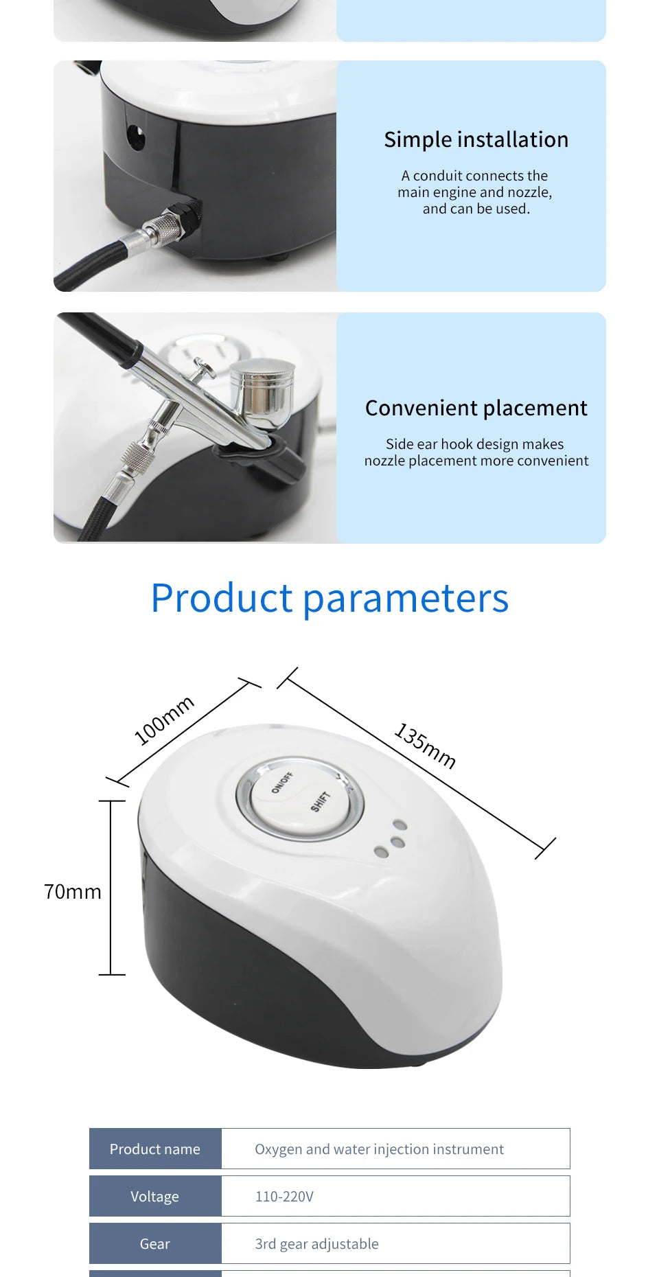 Portable Airbrush Skin Care Beauty Tool With Compressor Air Brush Nail Art Paint Facial Cleansing Rejuvenating Moisturizing