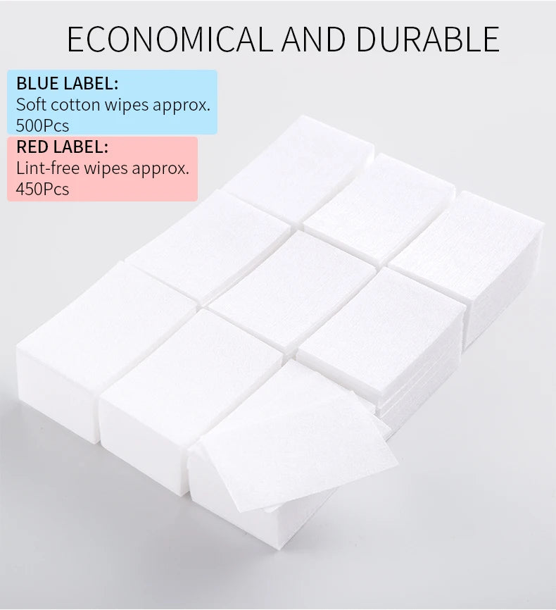 450pcs Lint-Free Nail Polish Remover Wipes Cotton Wipes Manicure Cleaner UV Gel Nail Polish Removal Pads Papers Cleansing Tools