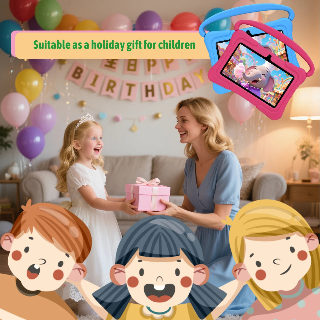 7-inch children's learning tablet parental control WIFI  dual cameras  high-definition screen anti drop  no Adapter