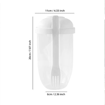 1pc White/Green Portable Bottle Salad Container Bottle-Shaped Bento Salad Bowl For Lunch Salad Box With Fork Salad Bowl
