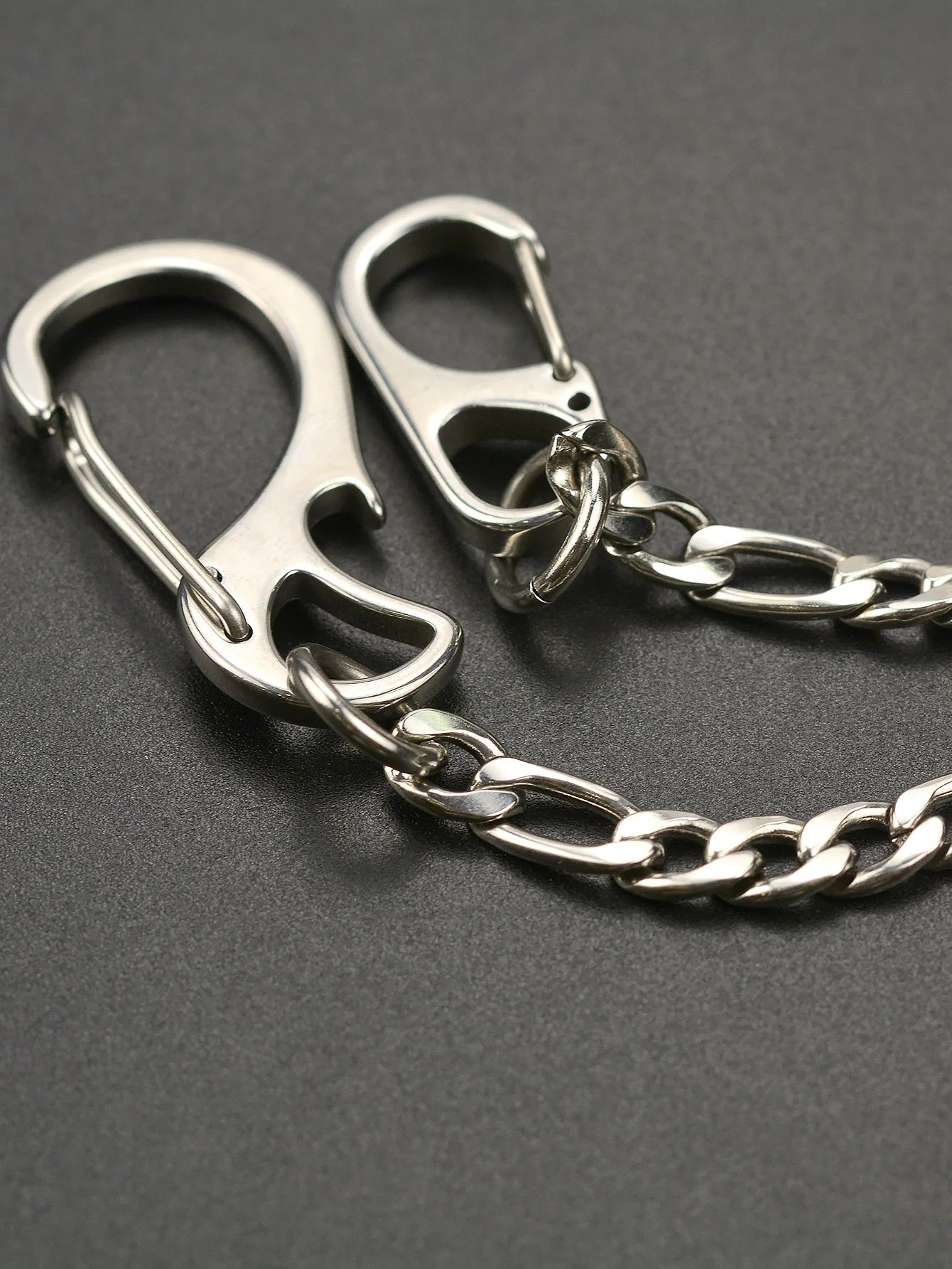 21 inch long Figaro 3:1 chain necklace choker jean trouses chain street dance decor stainless steel carabiners