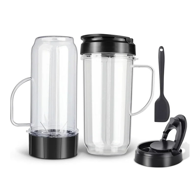 ABKJ-Blender Cups And Blade Replacement Parts 6Pcs, 22Oz Cup With Flip Top To-Go Lids & Blade For Magic Bullet Blender Juicer
