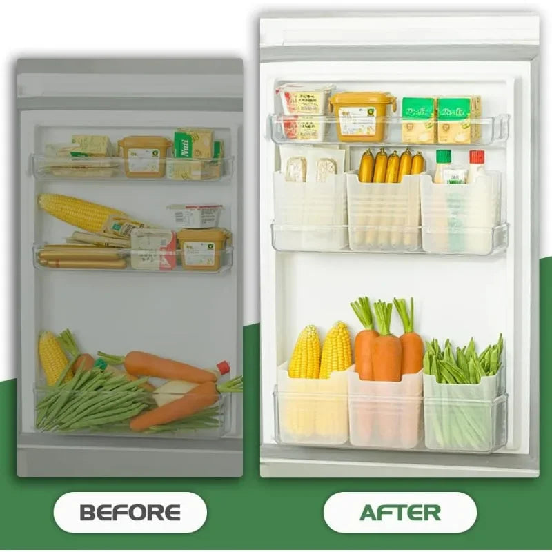 Fridge Side Door Storage Boxes Vegetables Fruits Food Preservation Box Space-Saving Refrigerator Organizers Kitchen Containers