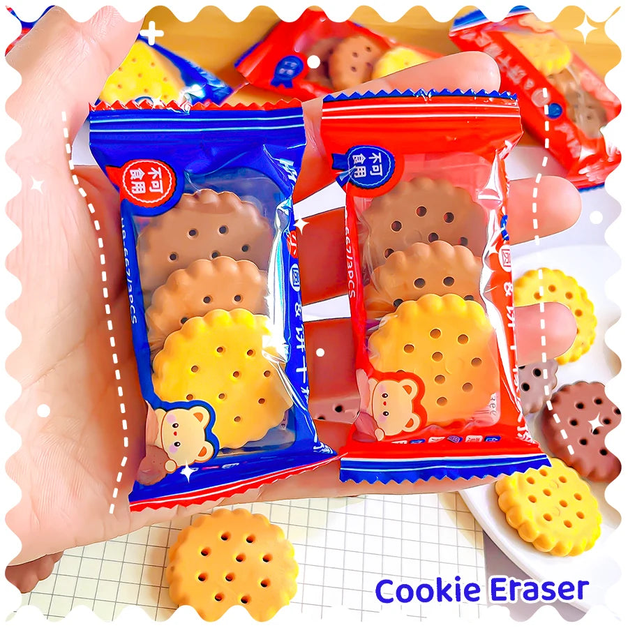 Kawaii stationery items School teacher gift Office Supplies classroom back to school ice cookie Rubber funny Erasers