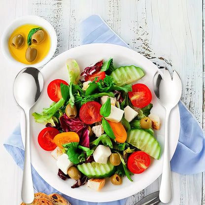 6 Pieces Salad Cutlery Set Stainless Steel Salad Spoon Fork Gold Salad Server European Style Kitchen Tool Accessories