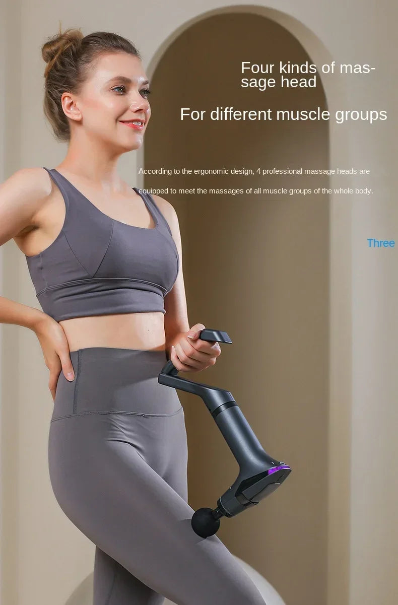 Portable Extended Handle Muscle Deep Tissue 3 in 1 Fascial Percussion Massage Gun Neck and Shoulder Back Vibration Massage Gun