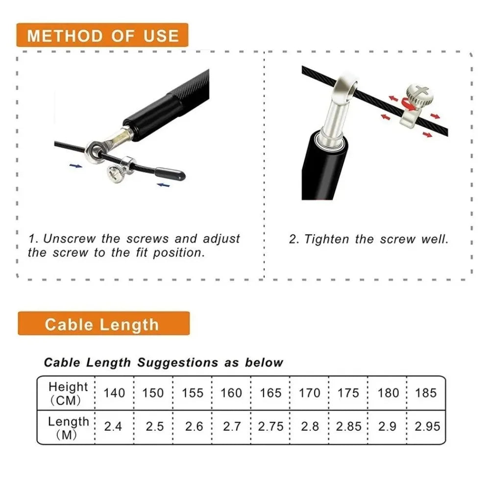 3 Meters Speed Skipping Rope Adjustable 360° Swivel Ball Bearing Boxing Skipping Rope Steel Wire Aluminum Alloy