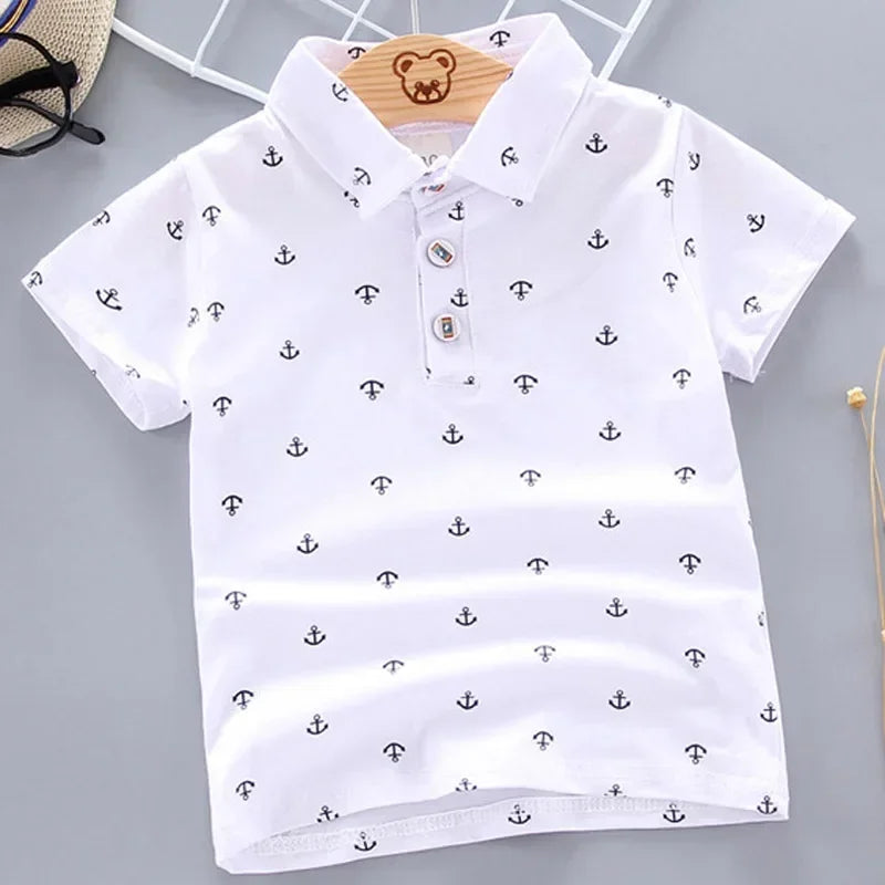 2025 Summer Baby Boys Shirts Short Sleeve Lapel Clothes for Girls Cotton Breathable Kids Tops Outwear 12M-5Y