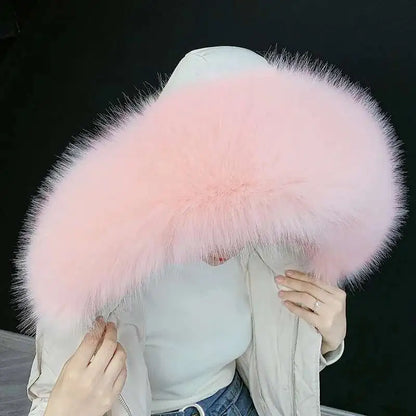 Detachable Faux Fur Collar Extra Large Warm Fake Fur Scarf Wrap Evening Cape For Winter Womens Coat Faux Fur Hood Ttrim Collar