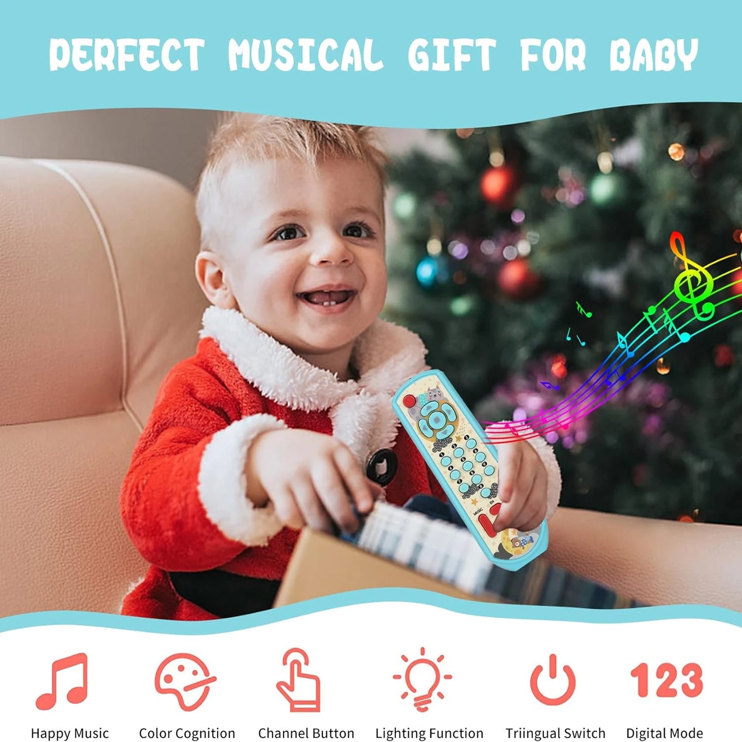 Silicone Teethers Toys for Babies 18 Months+, Baby Remote Control Chew Toy, Learning Musical Sensory Toys Gifts for Newborn Baby