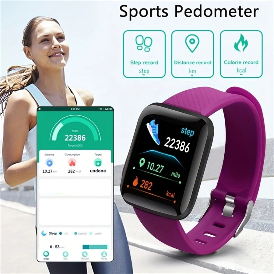 Smart Watch Sport Fitness Bracelet Control Music Message Display Pedometer Bluetooth Connect Smartwatch 116P Alarm Clock Weather
