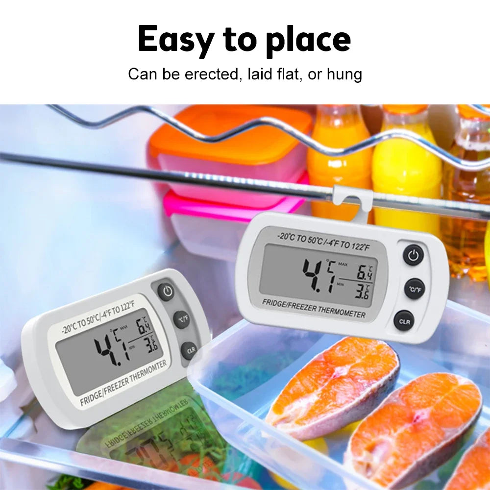 Fridge Thermometer with Hook Anti-Humidity Refrigerator Freezer Electric Digital Thermometer Temperature Monitor LCD Displays