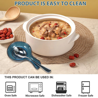 Spoon Rest Large Ceramic Spoon Holder Heat-Resistant Cooking Spoon Rest Coffee Spoon Holder Dishwasher Safe Ceramic Spoon Rest