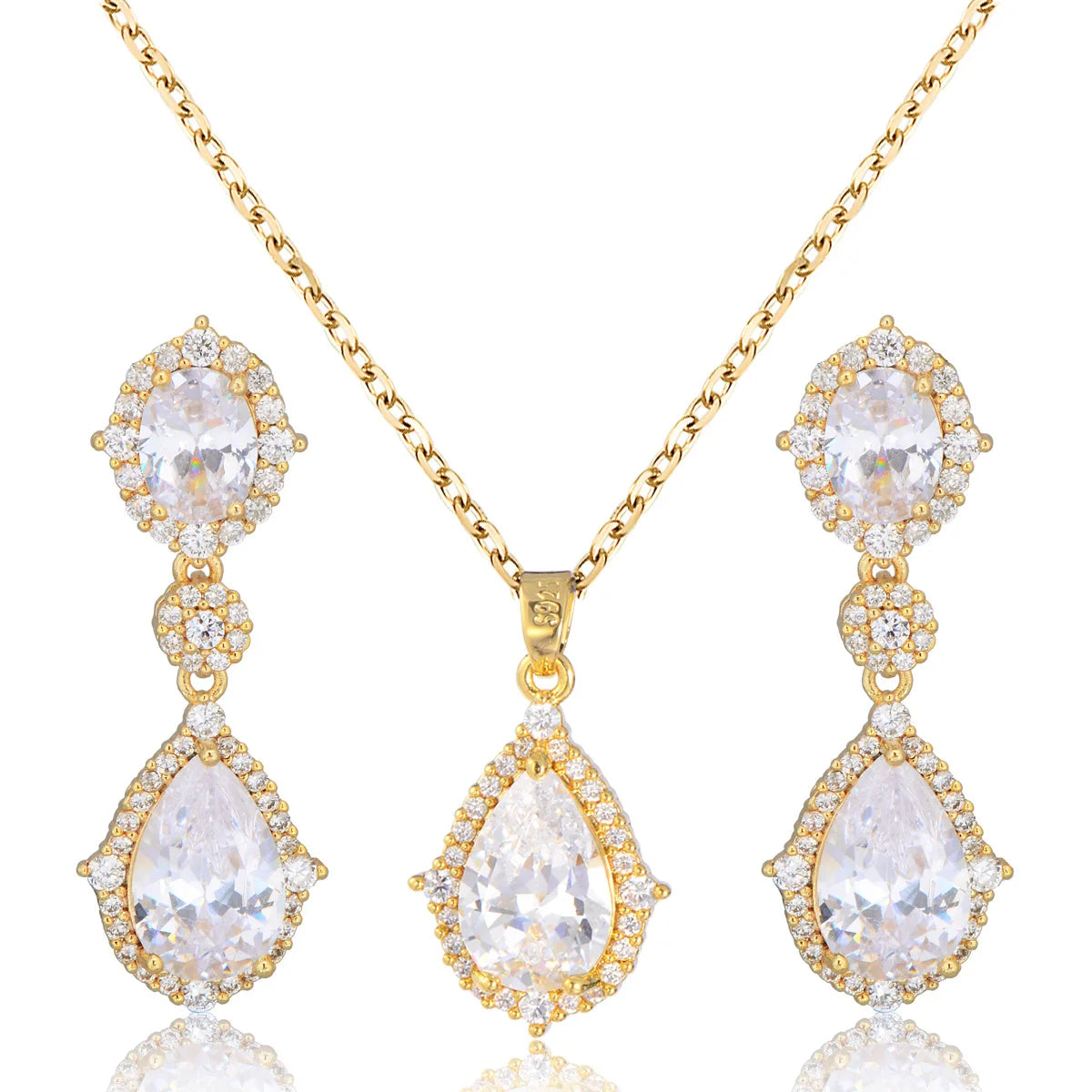 Fashion necklace accessories women's earring Jewelry sets bride's wedding zircon water drop girls earrings for women jewellery