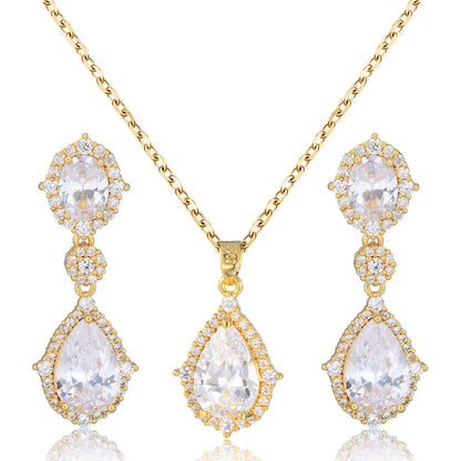 Fashion necklace accessories women's earring Jewelry sets bride's wedding zircon water drop girls earrings for women jewellery