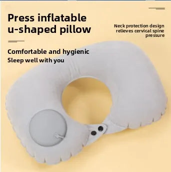 Pressurized inflatable U-shaped pillow, a magical travel neck pillow that is portable, flocked outdoor U-shaped neck pillow.pvc