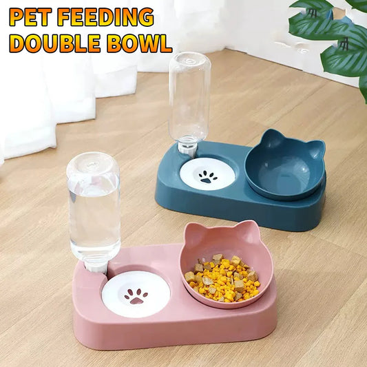 Pet feeding double bowl, automatic water dispenser, convenient, suitable for feeding cats and dogs