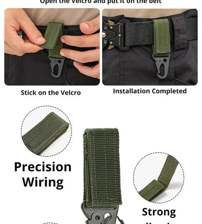 2pcs Tactical Hook Buckle, Mountaineering Hook Buckle Key Bag Accessories Hook Buckle Strap, Triangle Keychain for Outdoor Use