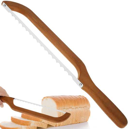 Bread Bow Cutter Serrated Bagel Cutter Stainless Steel Sourdough Bread Slicer Bread Cutting Tool for Bagels Bread Baguettes