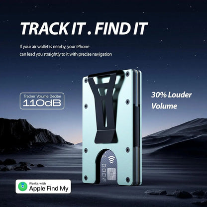 RFID Blocking Credit Card Holder, Slim Wallet For Men, Compatible with Find My iOS Only, Detachable Money Clip