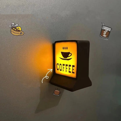 Coffee Shop Fridge Stickers Magnetic Creative Convenience Store Light Signs Home Decorative Ornaments  Luminous Light Boxes