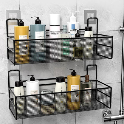 Wall-Mount Bathroom Shelf Shower Shampoo Rack Toilet Accessories Kitchen Free Punch Condiment Storage Basket Bathroom Organizer