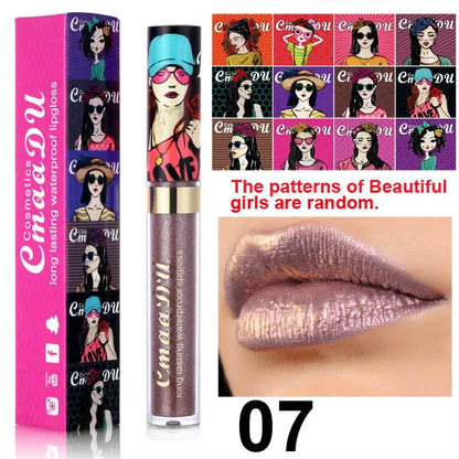 11 Color Lip Gloss  Metallic Shimmer Glitter Finish Lipstick Long Lasting Waterproof Lip Stain