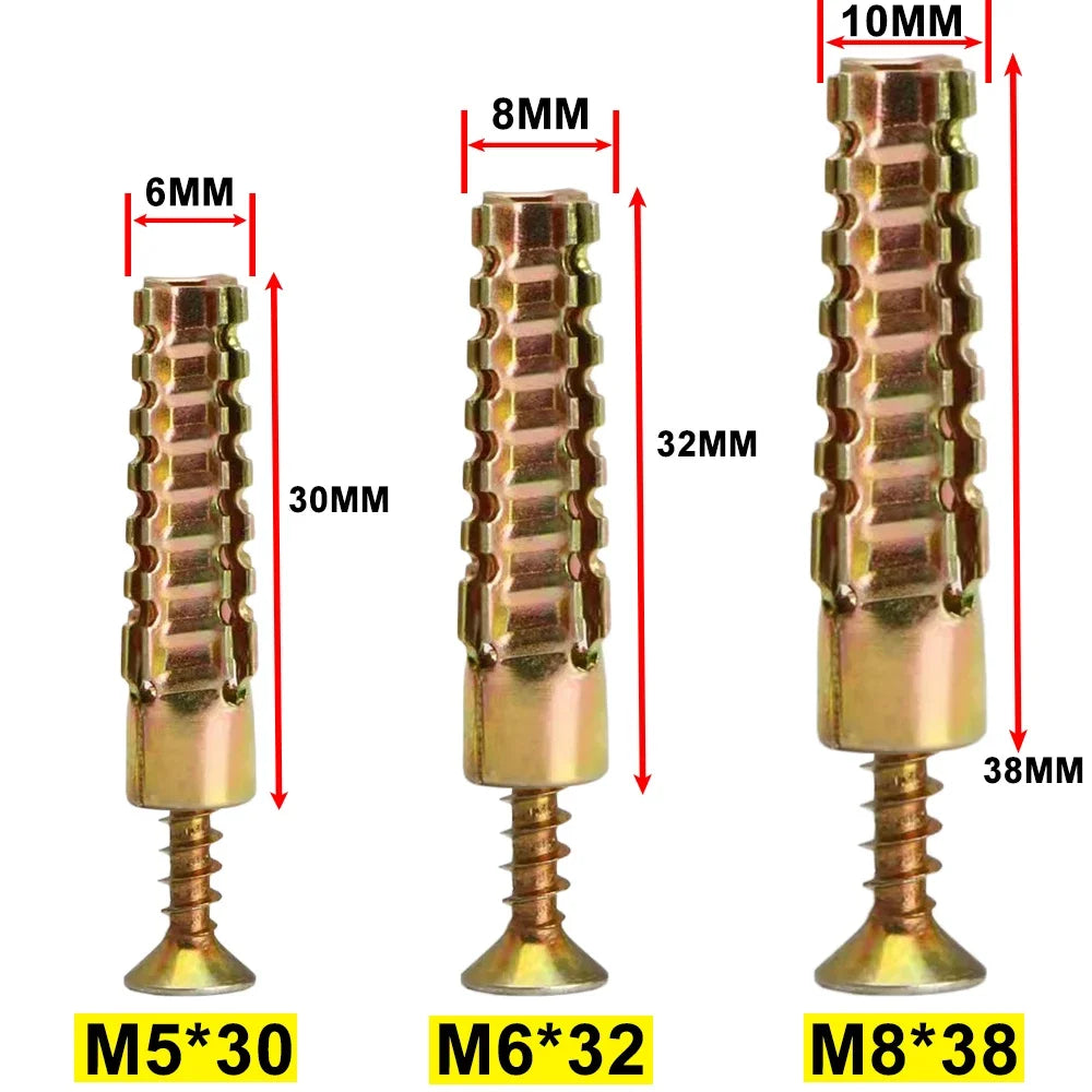 Heavy Duty Steel Wall Anchor with Screws Kit Metal Tube Expansion Self Tapping Screw Drywall Drilling Plug Fastener Bolt Anchors