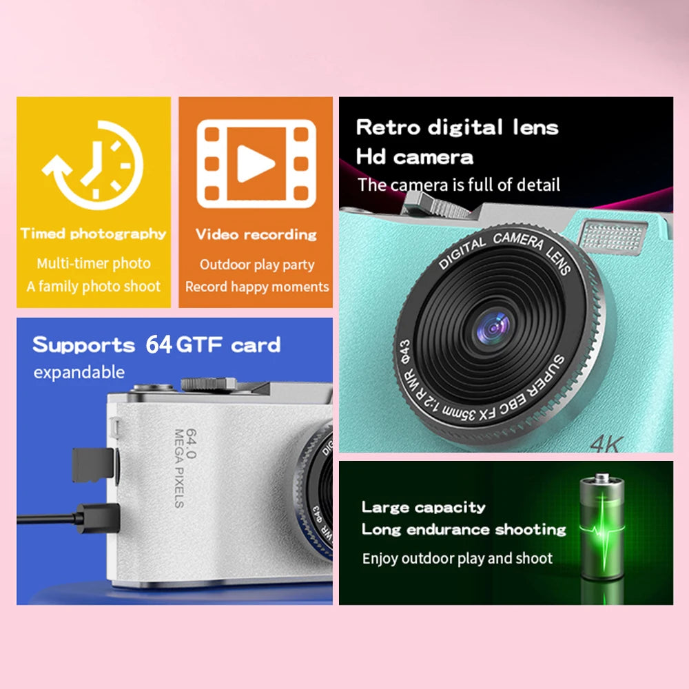Digital Camera Autofocus Camera for Kid Camcorder with 8x Zoom Compact Cameras 1080P Cameras for Beginner Photography