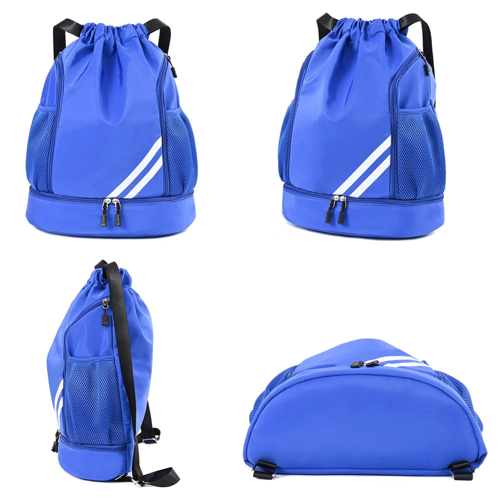 1PCS Sports Drawstring Backpack,Waterproof Drawstring Sports Bag Soccer Bag Swim Gym Bag for Men Women with Ball Shoes Compartme