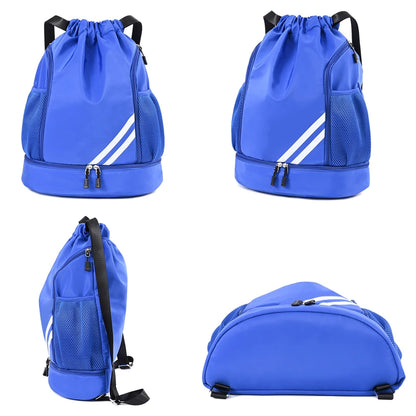 1PCS Sports Drawstring Backpack,Waterproof Drawstring Sports Bag Soccer Bag Swim Gym Bag for Men Women with Ball Shoes Compartme