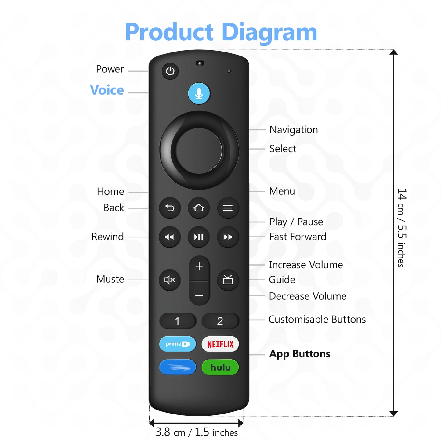Television Voice Remote Control (3rd Gen Pro) Fit for Fire Smart TVs Stick/TV Cube/4K Max/4K/Stick Lite Universal Remote Control