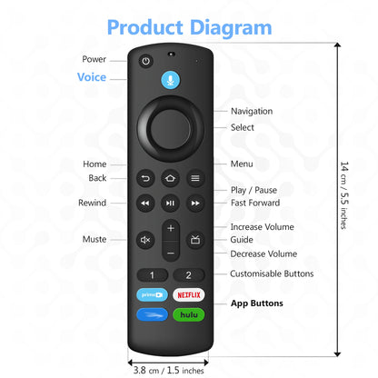 Television Voice Remote Control (3rd Gen Pro) Fit for Fire Smart TVs Stick/TV Cube/4K Max/4K/Stick Lite Universal Remote Control