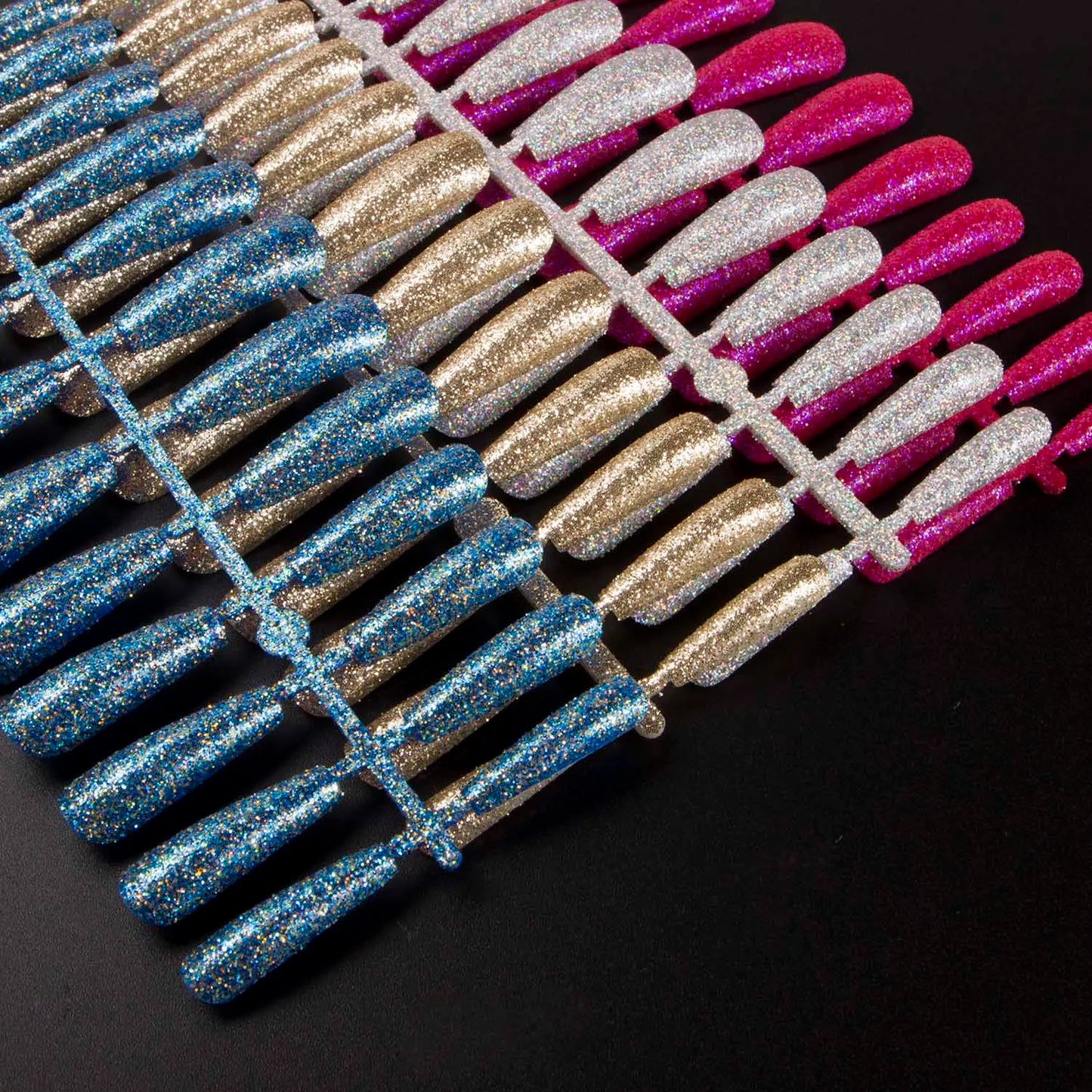 1 Set Glitter False Nail Tips Full Cover Ballerina Fake Nail Tips Press on Nail Tips Coffin