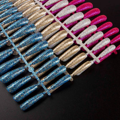 1 Set Glitter False Nail Tips Full Cover Ballerina Fake Nail Tips Press on Nail Tips Coffin