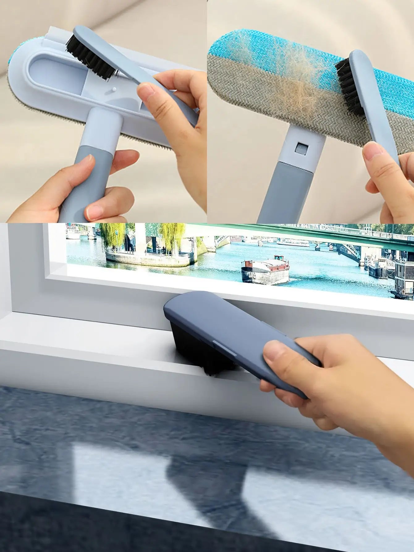 Multifunctional Pet Hair Remover Brush with Long Handle – Window Cleaning & Pet Fur Removal Tool for Cats and Dogs