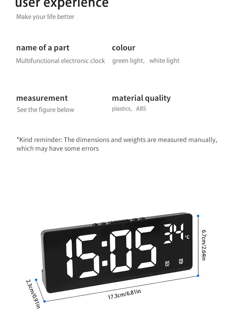 Creative Multifunction Electronic Clock Simple Large Screen Clock Multi Group Alarm Clock Student Clock