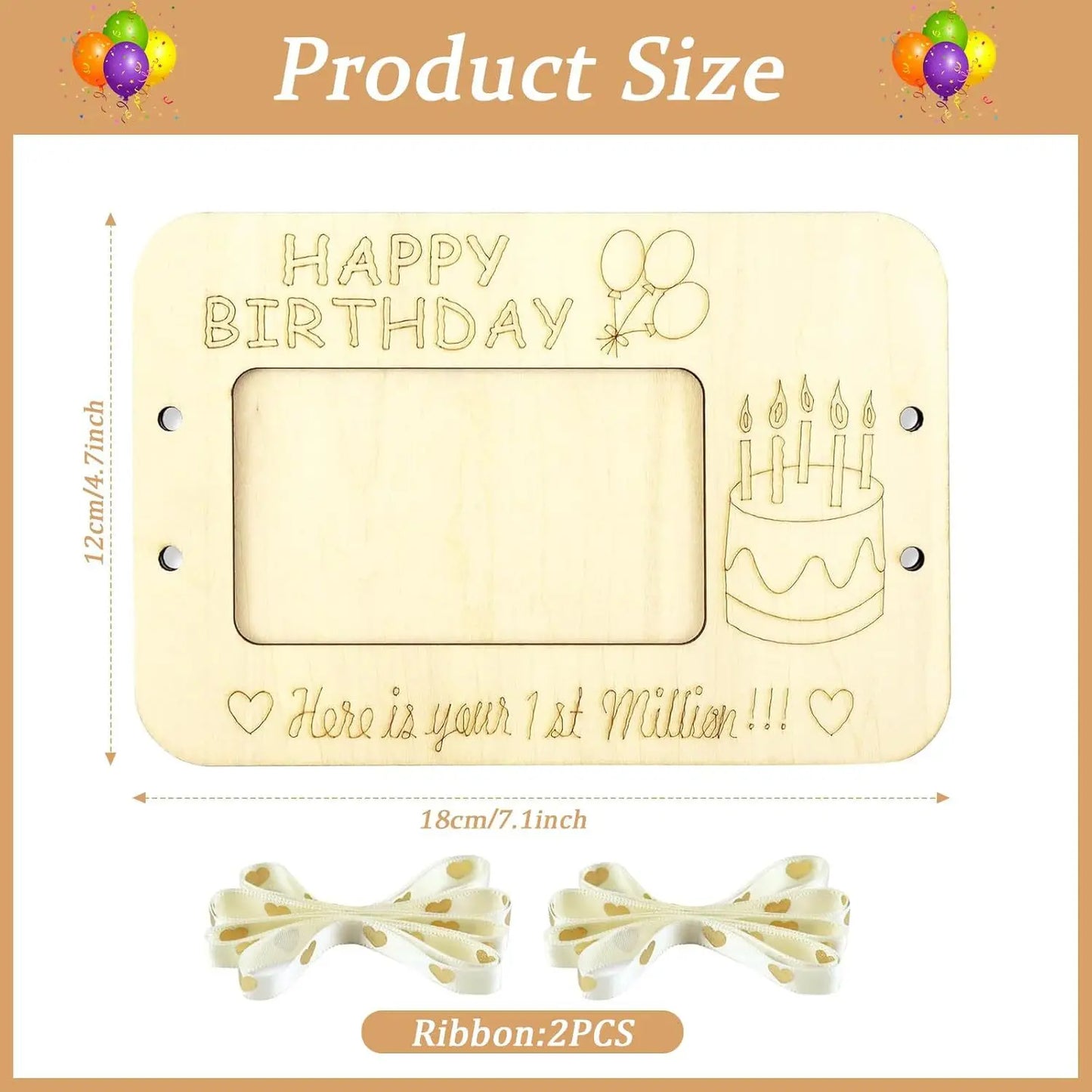 1pc Personalized Wooden Wallet Gifts - Balloon Pattern Cash Gifts, Birthday Cash Wallet Gifts, Birthday Party Gifts