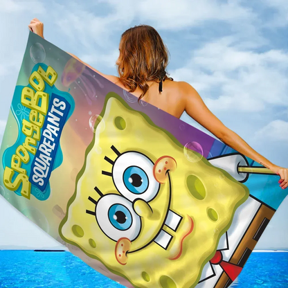 Funny-Cartoon S-Spongebobes-Cute-Pants Bath Towel Soft Water Absorbing Breathable For Girl Kids Decorative Cartoon Beach Towel