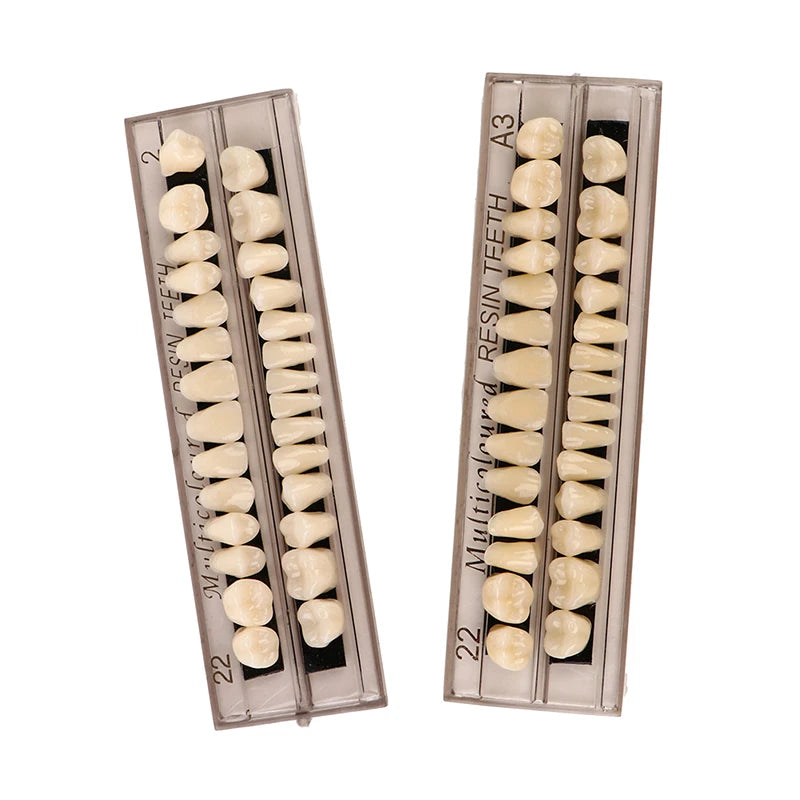28 Teeth/set Resin Denture Teeth 3d Shade Guide Color Comparator Mirror Dentistry Cold Light Teeth White Bleaching Dental Plate