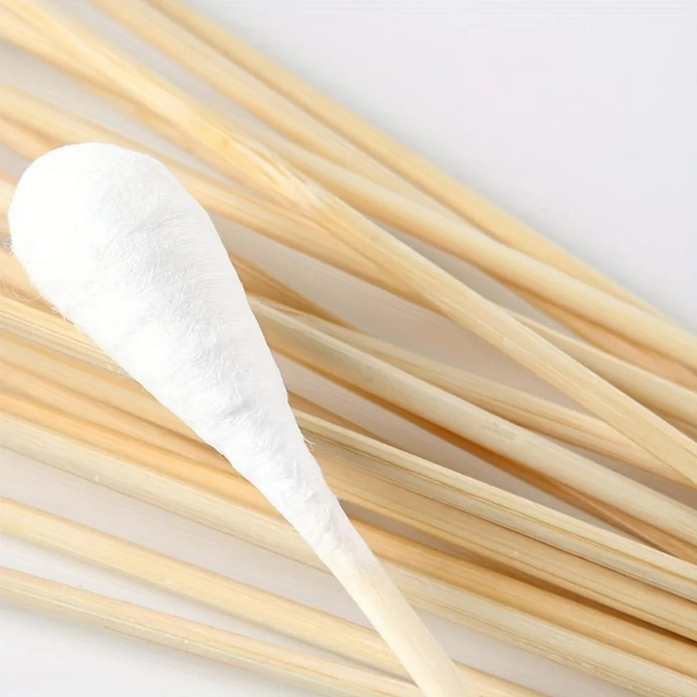 100/300PCS 6 Inch Precision Tips Cotton Swabs - Long Wooden Stick Cotton Buds Pointed Cotton Swabs With Case - Cotton