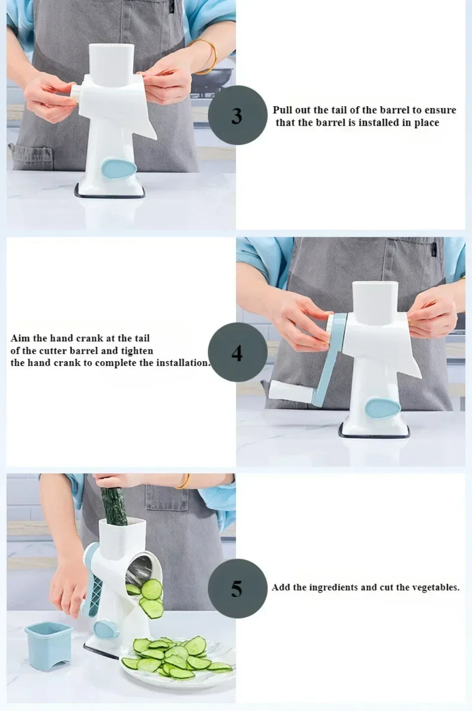 Multi-functional Vegetable Slicer Manual Spiralizer Vegetable Cutter  Hand Cranked Rotary Cheese Grater Shredded Kitchen Tools