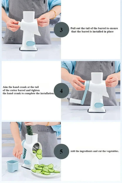 Multi-functional Vegetable Slicer Manual Spiralizer Vegetable Cutter  Hand Cranked Rotary Cheese Grater Shredded Kitchen Tools