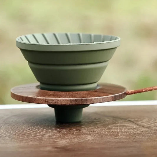 1-2 People Hand Brewing Coffee Coffee Filter Cup Outdoor Hand Brewing Filter Cup Set Silicone Foldable Filter Cup with Base