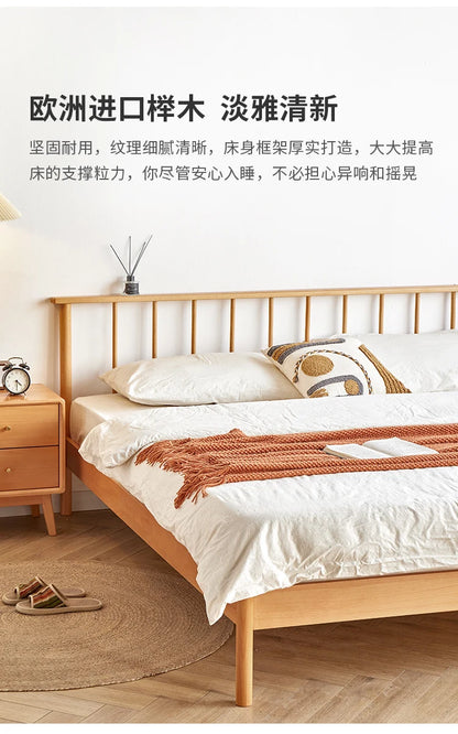 Solid wood bed 1.8 meters double  master bedroom Nordic room modern simple single bed 1.2m 1.5m