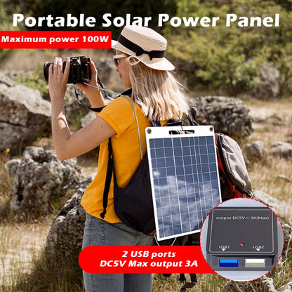 Portable Solar Phone Charger - 2 USB Ports 5V/2.4A Fast Charging for Outdoor Adventures & Emergency Power Supply